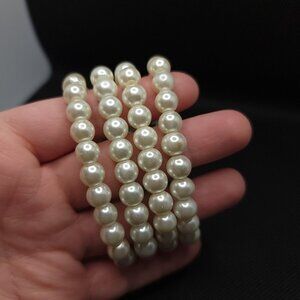 Faux Pearl Stretch Bracelets Set of 4